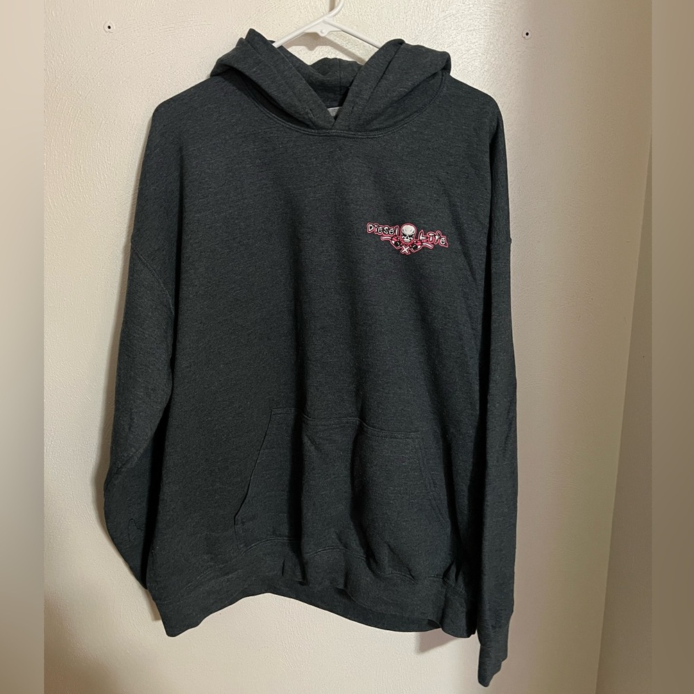DIESEL LIFE Gildan 'Got Boost'‎ Turbo Fleece Graphic Hoodie Grey Pink Women's XL
